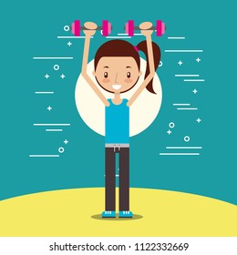 cute girl training lifting weight