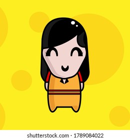 Cute Girl With Triangle Face Shape Smiling In An Orange Outfit