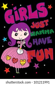 cute girl / T-shirt graphics / cute cartoon characters / cute graphics for kids / Book illustrations