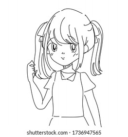 Cute girl with twin tail sketch