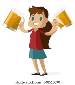 cute girl with two beers toasting