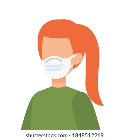 cute girl using face mask isolated icon vector illustration design