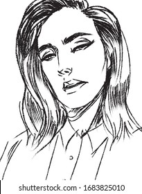 Cute girl vector art. Modern hipster style.