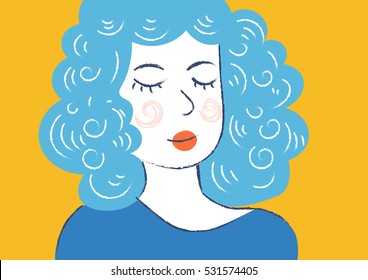 Cute girl vector art. Modern hipster style. Eps 10