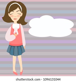 Cute girl vector background. Seamless pattern and backdrop. Summer illustration.