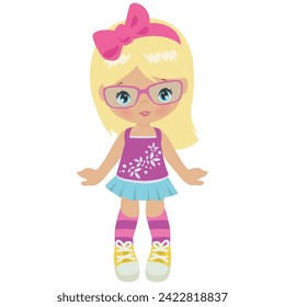 Cute girl vector cartoon illustration