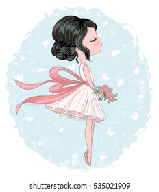 Cute girl vector design. for design cards, notebook, shop, poster.