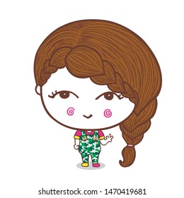 Cute girl vector design, cartoon character.