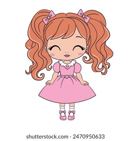 cute girl vector design. T-shirt print. Book illustrations for children. Romantic hand drawing poster. cartoon character