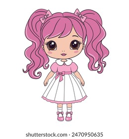 cute girl vector design. T-shirt print. Book illustrations for children. Romantic hand drawing poster. cartoon character