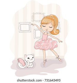 Cute girl vector design.T-shirt print.Book illustrations for children