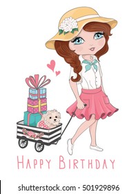 cute girl vector graphic