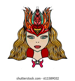 Cute girl vector, hand drawing poster, T-shirt print, cartoon character, book illustrations for children