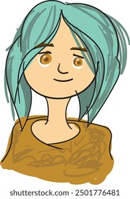 cute girl vector hand drawn