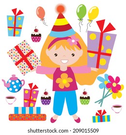 Cute girl vector illustration