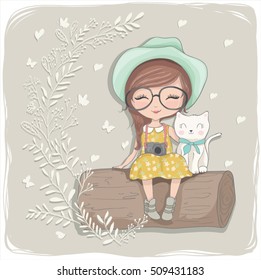 cute girl vector illustration