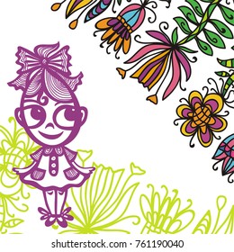 Cute girl. Vector illustration.
