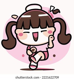 Cute girl vector illustration. vector cartoon style