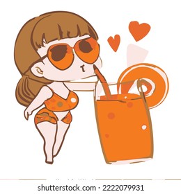 Cute girl vector illustration. vector cartoon style