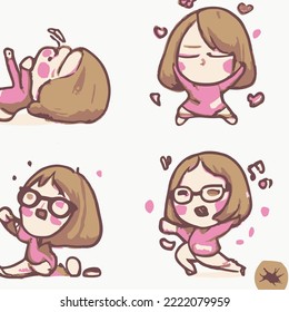 Cute girl vector illustration. vector cartoon style
