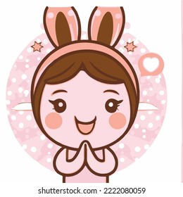 Cute girl vector illustration. vector cartoon style