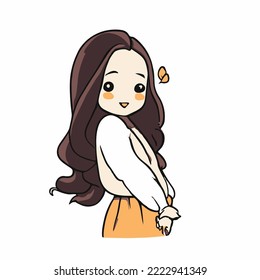 Cute girl vector illustration. vector cartoon style