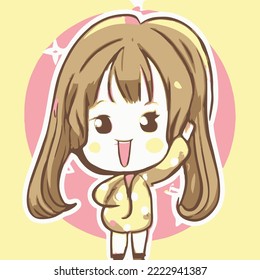 Cute girl vector illustration. vector cartoon style