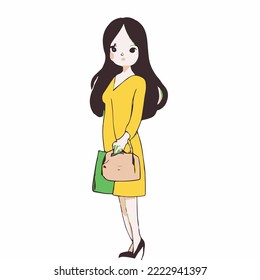 Cute girl vector illustration. vector cartoon style