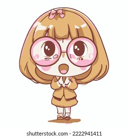 Cute girl vector illustration. vector cartoon style