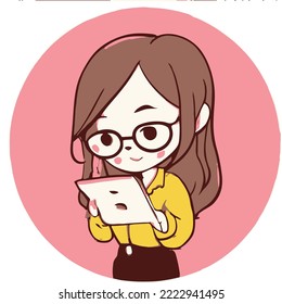 Cute girl vector illustration. vector cartoon style