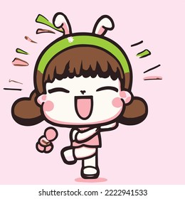 Cute girl vector illustration. vector cartoon style