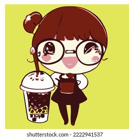 Cute girl vector illustration. vector cartoon style