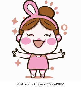 Cute girl vector illustration. vector cartoon style