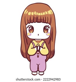 Cute girl vector illustration. vector cartoon style