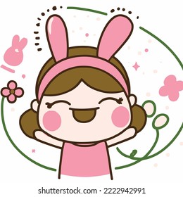 Cute girl vector illustration. vector cartoon style