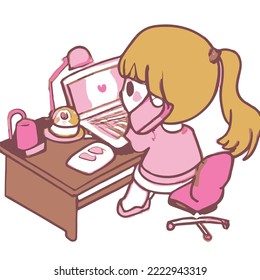 Cute girl vector illustration. vector cartoon style