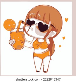 Cute girl vector illustration. vector cartoon style