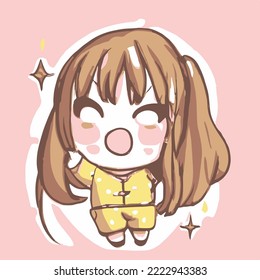 Cute girl vector illustration. vector cartoon style