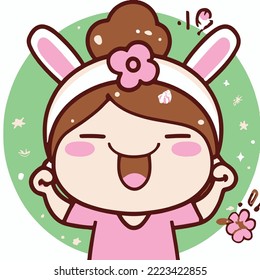 Cute girl vector illustration. vector cartoon style