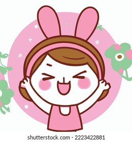 Cute girl vector illustration. vector cartoon style