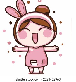 Cute girl vector illustration. vector cartoon style