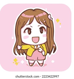 Cute girl vector illustration. vector cartoon style