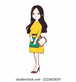 Cute girl vector illustration. vector cartoon style