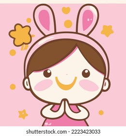 Cute girl vector illustration. vector cartoon style