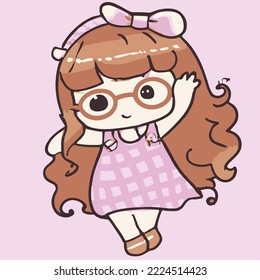 Cute girl vector illustration. vector cartoon style