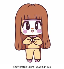 Cute girl vector illustration. vector cartoon style