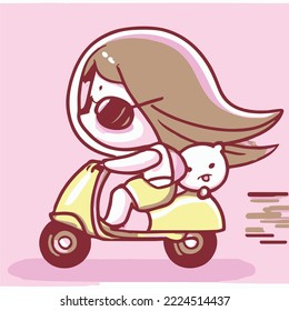 Cute girl vector illustration. vector cartoon style