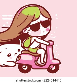 Cute girl vector illustration. vector cartoon style