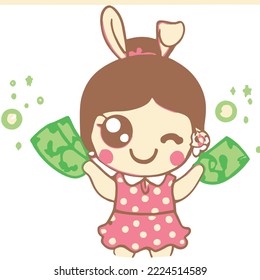 Cute girl vector illustration. vector cartoon style