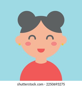 Cute girl. Vector illustration on blue background